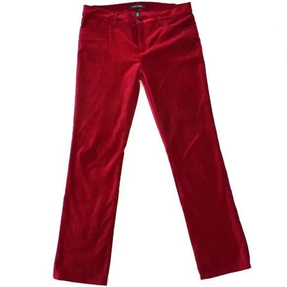 Lauren Ralph Lauren VTG 90s Bright Red Pant Sz 10 Velvety Soft Boot Cut Mid Rise - Picture 3 of 13
